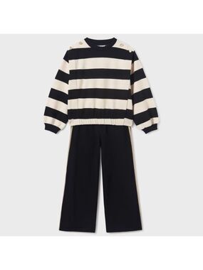 Size 14 Girls Mayoral Striped Black and Cream Kids Set